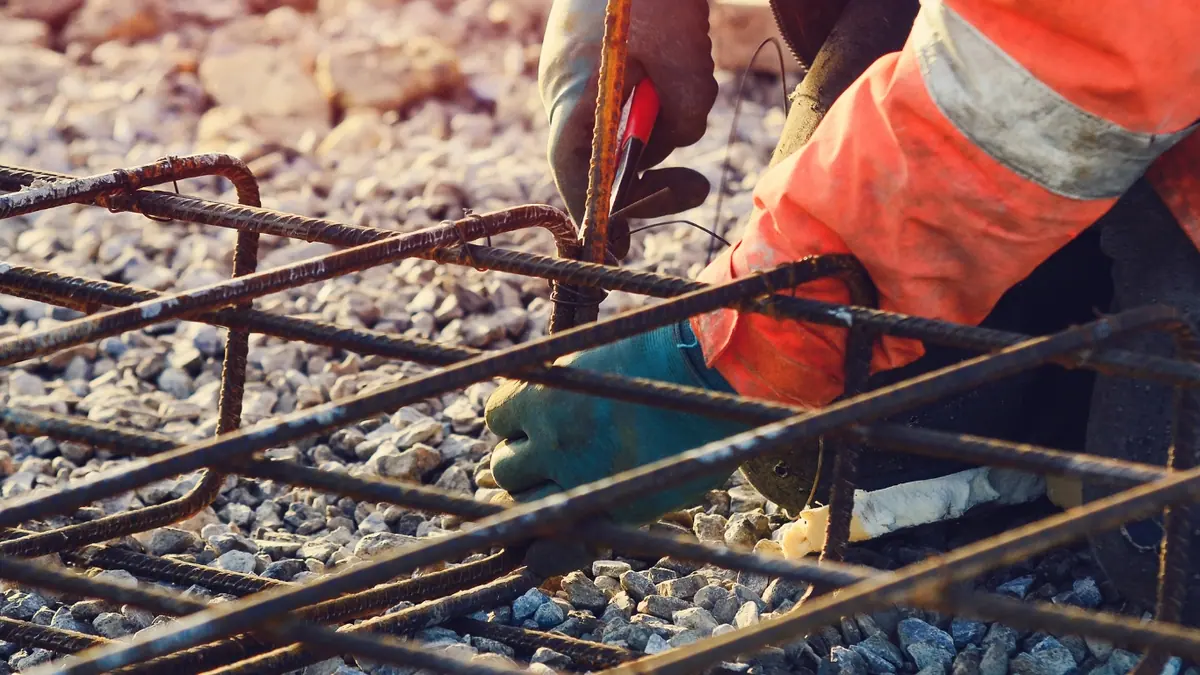 Reinforcement steel tied and inspected before a concrete pour