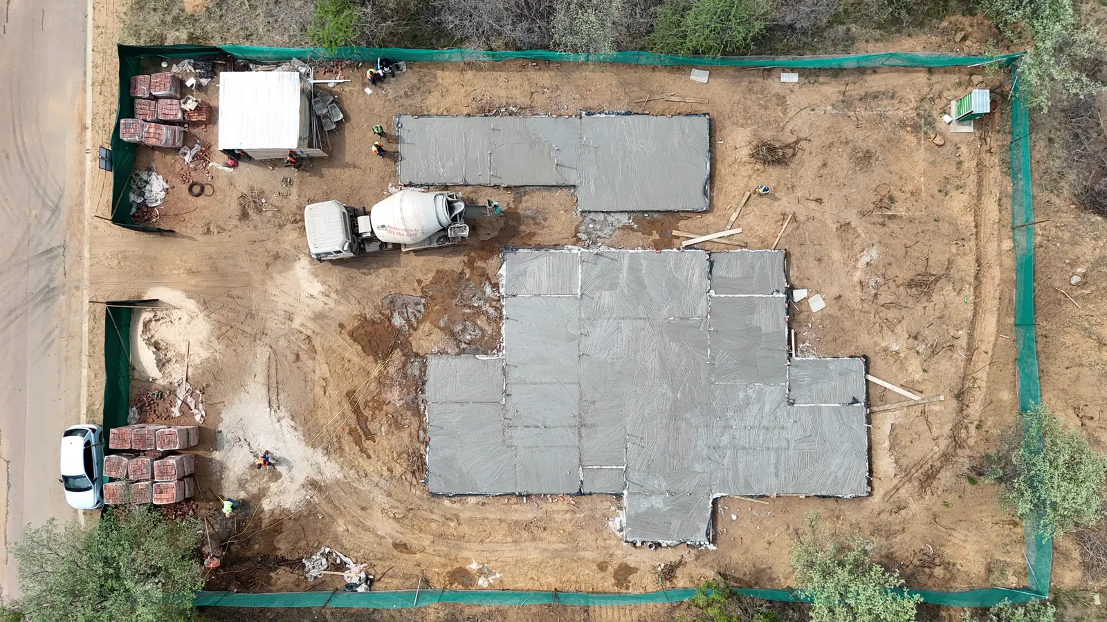 Aerial view of poured surface beds on Euphoria Golf Estate stand 404