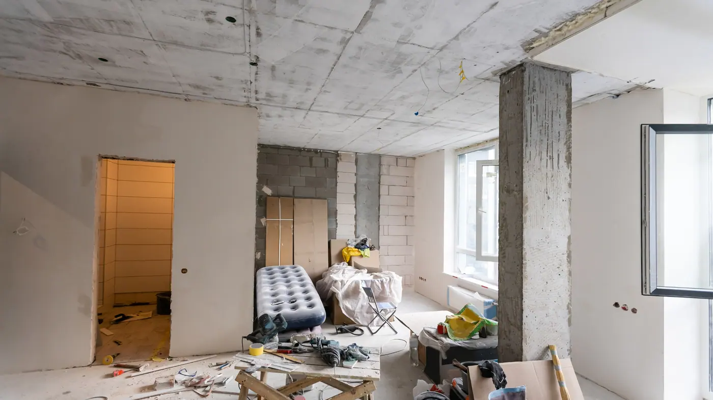 Interior of a Polokwane home stripped back during a Ntoampe 0207 Properties renovation